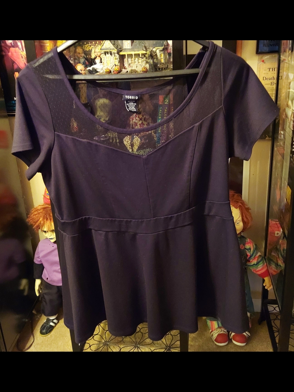 Torrid Black Mesh Yoke Peplum Top